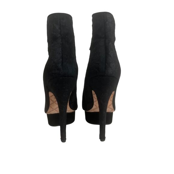 L.A.M.B Noss Mid Calf Black Fur Pedastal Platform Stilletto Boots Size 7 - Picture 5 of 16